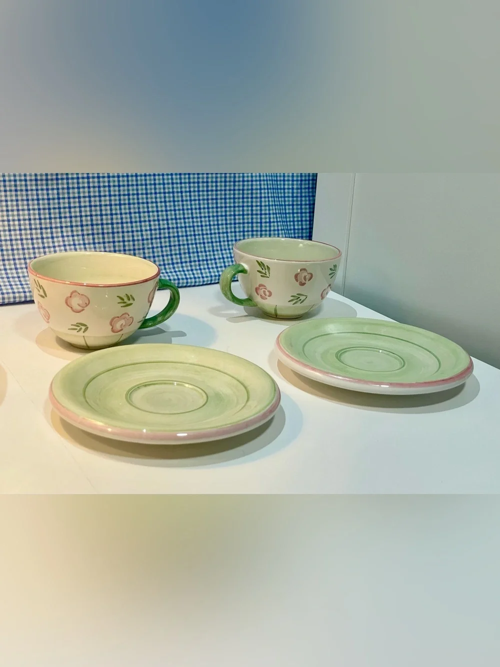 Bella Ceramica “Pastis” Tea Set – 2 Teacups & 2 Saucers | Hand-Painted